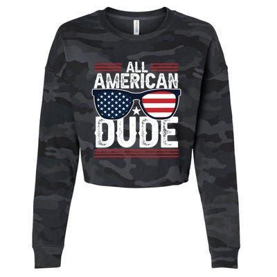 4th Of July All American Dude Sunglasses Usa Flag Patriotic Gift Cropped Pullover Crew