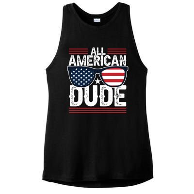 4th Of July All American Dude Sunglasses Usa Flag Patriotic Gift Ladies PosiCharge Tri-Blend Wicking Tank