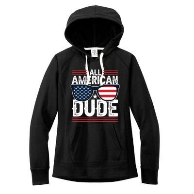 4th Of July All American Dude Sunglasses Usa Flag Patriotic Gift Women's Fleece Hoodie