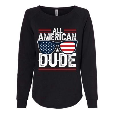 4th Of July All American Dude Sunglasses Usa Flag Patriotic Gift Womens California Wash Sweatshirt