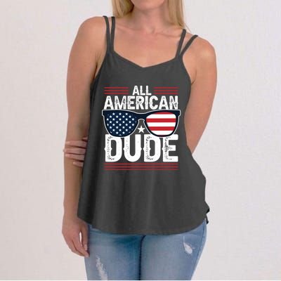 4th Of July All American Dude Sunglasses Usa Flag Patriotic Gift Women's Strappy Tank