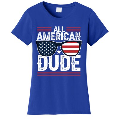 4th Of July All American Dude Sunglasses Usa Flag Patriotic Gift Women's T-Shirt