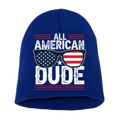 4th Of July All American Dude Sunglasses Usa Flag Patriotic Gift Short Acrylic Beanie