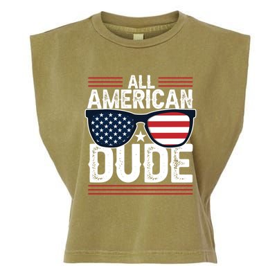 4th Of July All American Dude Sunglasses Usa Flag Patriotic Gift Garment-Dyed Women's Muscle Tee