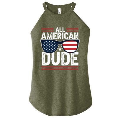 4th Of July All American Dude Sunglasses Usa Flag Patriotic Gift Women's Perfect Tri Rocker Tank