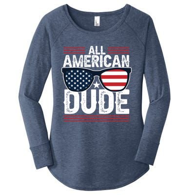 4th Of July All American Dude Sunglasses Usa Flag Patriotic Gift Women's Perfect Tri Tunic Long Sleeve Shirt