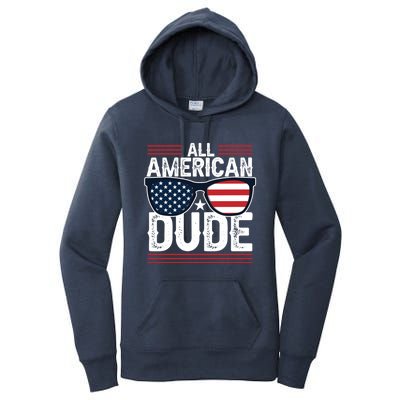 4th Of July All American Dude Sunglasses Usa Flag Patriotic Gift Women's Pullover Hoodie