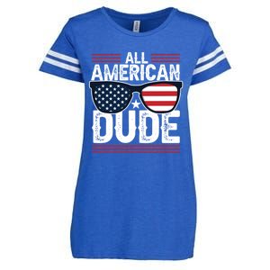 4th Of July All American Dude Sunglasses Usa Flag Patriotic Gift Enza Ladies Jersey Football T-Shirt