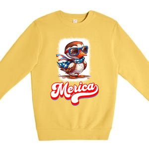 4th Of July Patriotic Duck Merica Cute Gift Premium Crewneck Sweatshirt