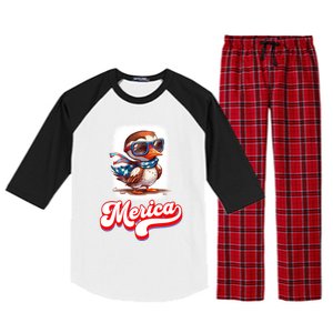 4th Of July Patriotic Duck Merica Cute Gift Raglan Sleeve Pajama Set