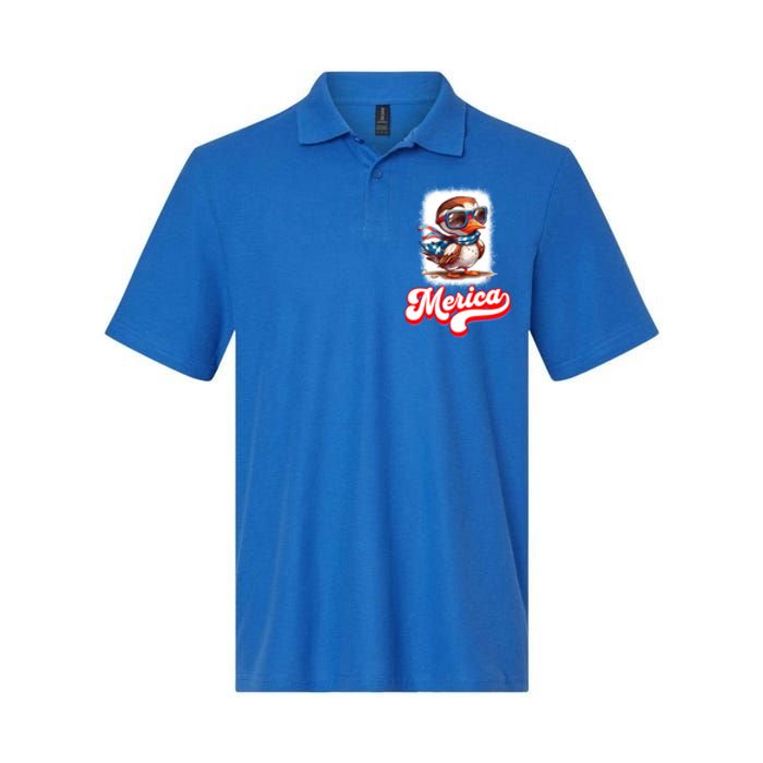 4th Of July Patriotic Duck Merica Cute Gift Softstyle Adult Sport Polo