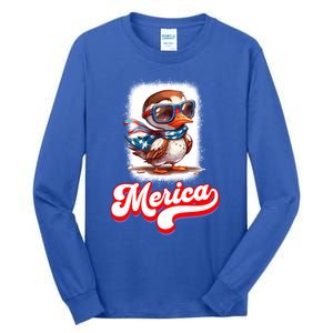 4th Of July Patriotic Duck Merica Cute Gift Tall Long Sleeve T-Shirt