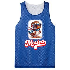 4th Of July Patriotic Duck Merica Cute Gift Mesh Reversible Basketball Jersey Tank