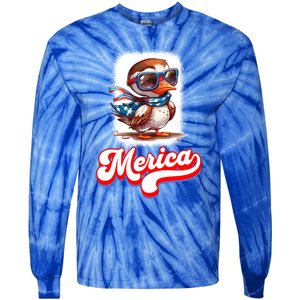 4th Of July Patriotic Duck Merica Cute Gift Tie-Dye Long Sleeve Shirt