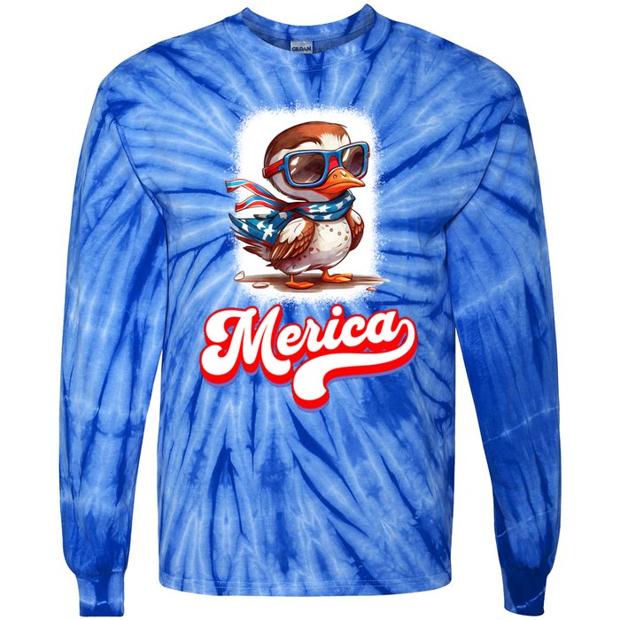 4th Of July Patriotic Duck Merica Cute Gift Tie-Dye Long Sleeve Shirt