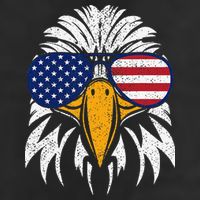 4th of July Bald Eagle Patriotic American Flag Glasses 7 Panel Mesh Trucker Snapback Hat