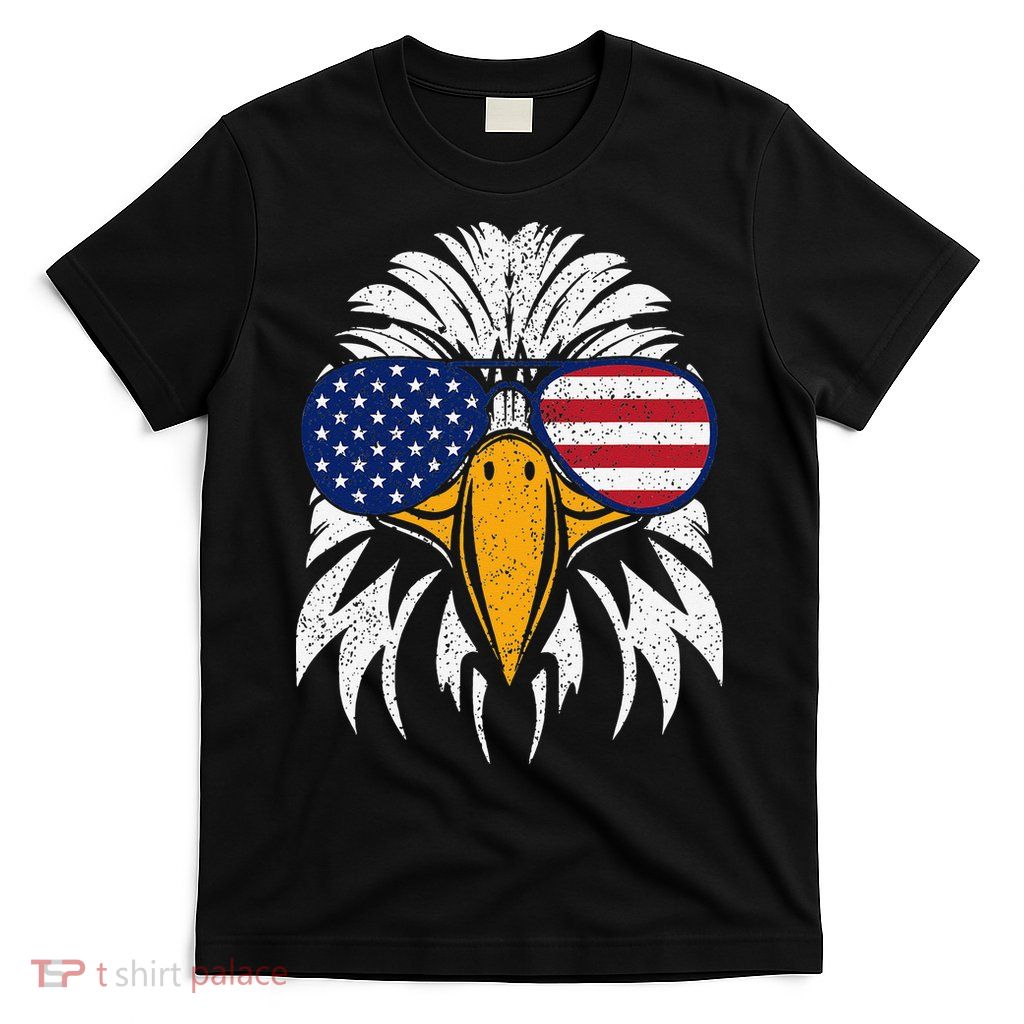 4th of July Bald Eagle Patriotic American Flag Glasses T-Shirt