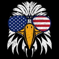 4th of July Bald Eagle Patriotic American Flag Glasses Bucket Hat