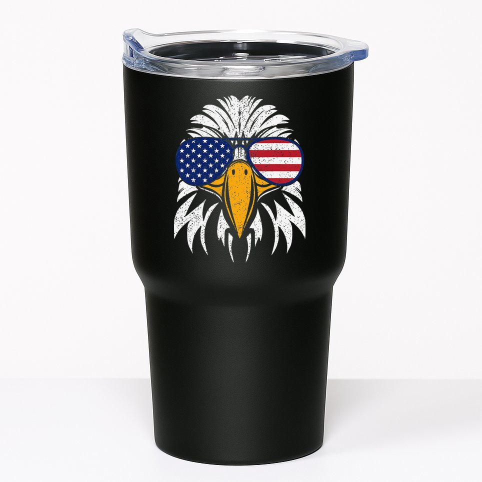 4th of July Bald Eagle Patriotic American Flag Glasses Tumbler