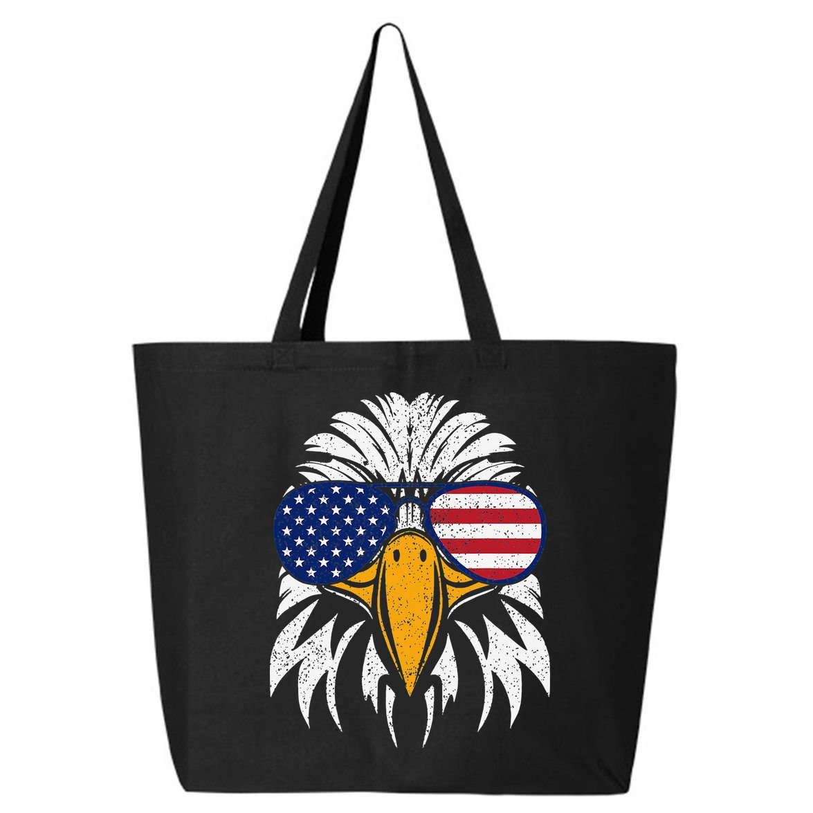 4th of July Bald Eagle Patriotic American Flag Glasses 25L Jumbo Tote