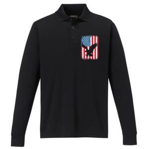 4th of july American eagle flag USA Independence Day Performance Long Sleeve Polo