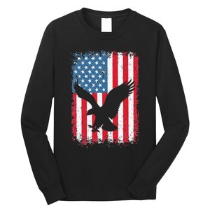 4th of july American eagle flag USA Independence Day Long Sleeve Shirt