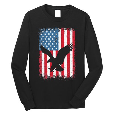 4th of july American eagle flag USA Independence Day Long Sleeve Shirt