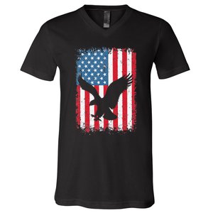 4th of july American eagle flag USA Independence Day V-Neck T-Shirt