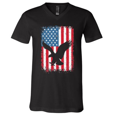 4th of july American eagle flag USA Independence Day V-Neck T-Shirt