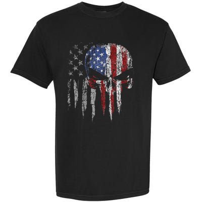 4th Of July For Women American Flag Skull Skeleton Garment-Dyed Heavyweight T-Shirt