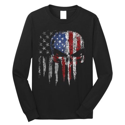 4th Of July For Women American Flag Skull Skeleton Long Sleeve Shirt