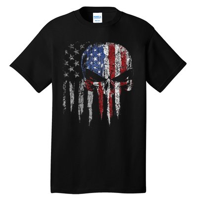 4th Of July For Women American Flag Skull Skeleton Tall T-Shirt