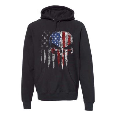 4th Of July For Women American Flag Skull Skeleton Premium Hoodie