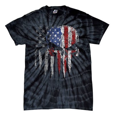 4th Of July For Women American Flag Skull Skeleton Tie-Dye T-Shirt