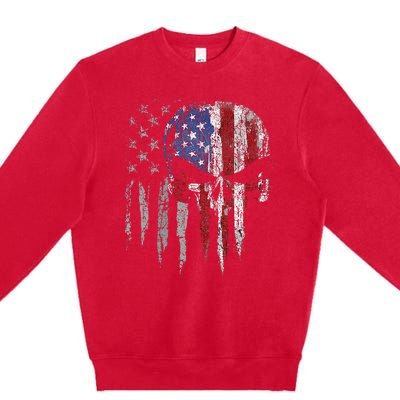 4th Of July For Women American Flag Skull Skeleton Premium Crewneck Sweatshirt