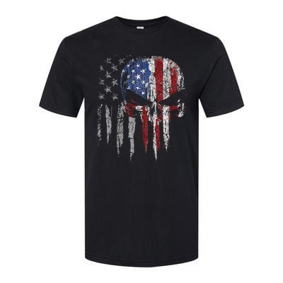 4th Of July For Women American Flag Skull Skeleton Softstyle CVC T-Shirt