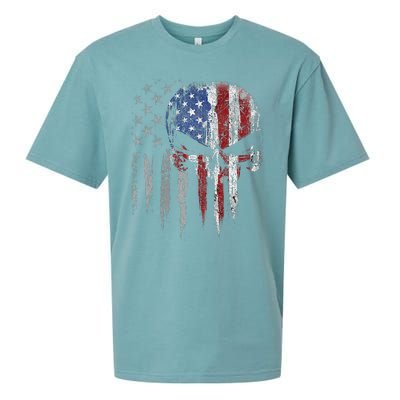 4th Of July For Women American Flag Skull Skeleton Sueded Cloud Jersey T-Shirt