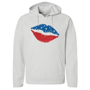 4th Of July Lips Celebration Performance Fleece Hoodie