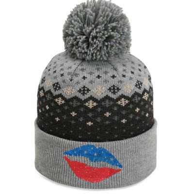 4th Of July Lips Celebration The Baniff Cuffed Pom Beanie