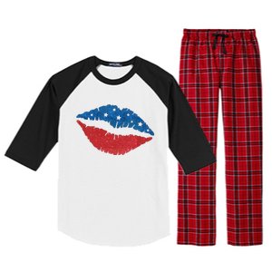 4th Of July Lips Celebration Raglan Sleeve Pajama Set