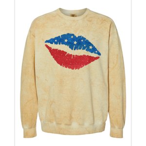 4th Of July Lips Celebration Colorblast Crewneck Sweatshirt