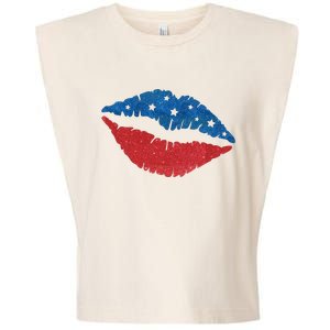 4th Of July Lips Celebration Garment-Dyed Women's Muscle Tee