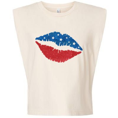 4th Of July Lips Celebration Garment-Dyed Women's Muscle Tee