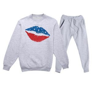 4th Of July Lips Celebration Premium Crewneck Sweatsuit Set