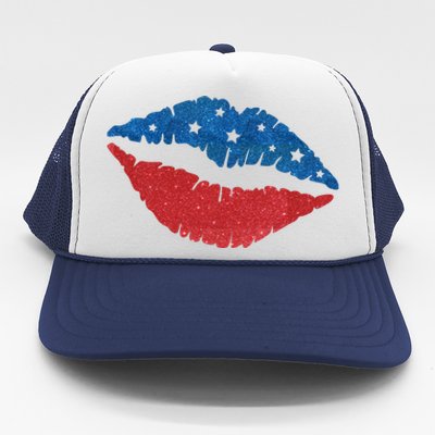 4th Of July Lips Celebration Trucker Hat