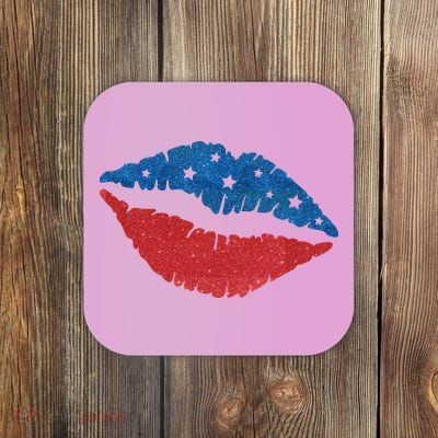 4th Of July Lips Celebration Coaster
