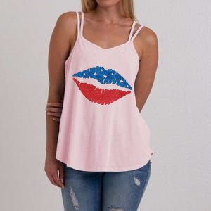 4th Of July Lips Celebration Women's Strappy Tank