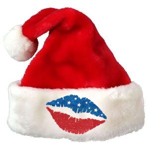 4th Of July Lips Celebration Premium Christmas Santa Hat