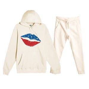 4th Of July Lips Celebration Premium Hooded Sweatsuit Set