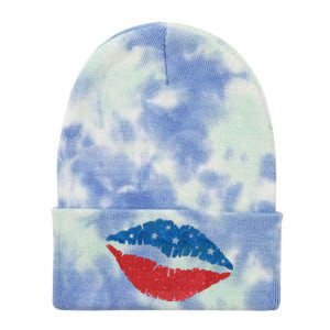 4th Of July Lips Celebration Tie Dye 12in Knit Beanie